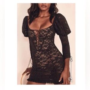 For Love and Lemons Women's Black Lace Dress